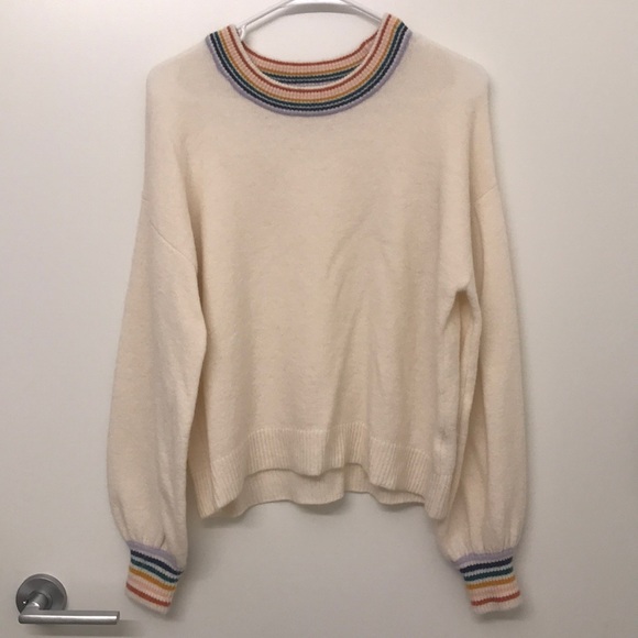 Nwot Madewell Rainbow Trim Sweater 